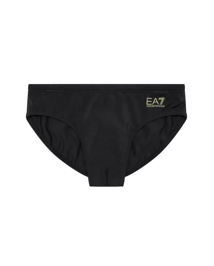 Slip Mare Uomo nero con logo stampato oro 7M000501 AF14514|EA7 Slip Mare Uomo nero con logo stampato oro 7M000501 AF14514|EA7