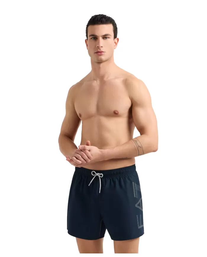 Boxer Mare Uomo blu con maxi logo stampato argento 7M000550 AF14497|EA7 Boxer Mare Uomo blu con maxi logo stampato argento 7M000550 AF14497|EA7