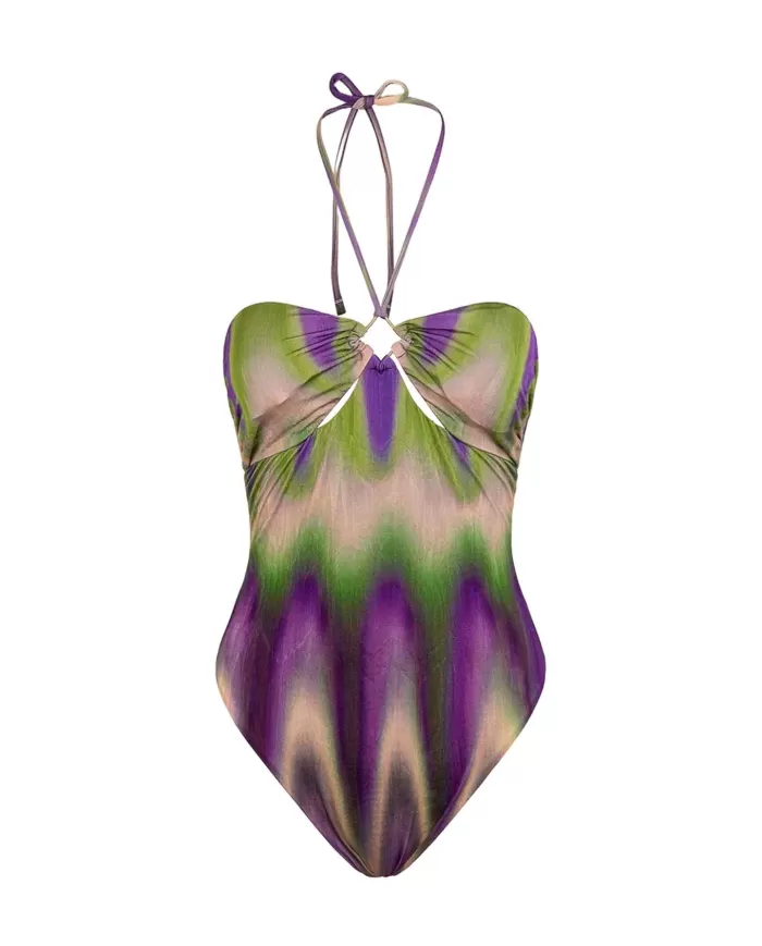 Monokini Donna viola/verde a fantasia MF25-0402X21|ME FUI Monokini Donna viola/verde a fantasia MF25-0402X21|ME FUI
