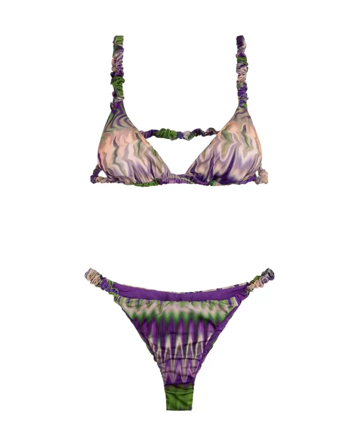 Bikini Donna verde/viola a fantasia triangolo MF25-0430X20|ME FUI Bikini Donna verde/viola a fantasia triangolo MF25-0430X20|ME FUI