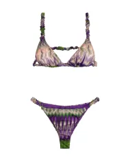 Bikini Donna verde/viola a fantasia triangolo MF25-0430X20|ME FUI