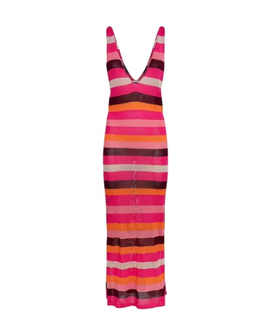 Abito Donna multicolor rigato lungo MF25-0618MC|ME FUI Abito Donna multicolor rigato lungo MF25-0618MC|ME FUI