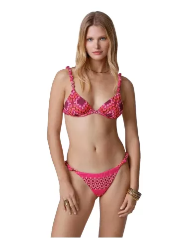 Bikini Donna rosa a fantasia spalline arricciate MF25-0630X30| ME FUI Bikini Donna rosa a fantasia spalline arricciate MF25-0630X30| ME FUI
