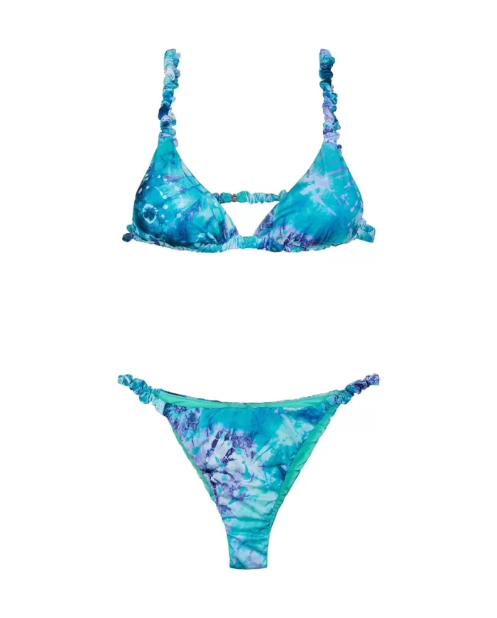 Bikini Donna celeste a fantasia con arricciature MF25-0630X30| ME FUI Bikini Donna celeste a fantasia con arricciature MF25-0630X30| ME FUI