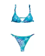 Bikini Donna celeste a fantasia con arricciature MF25-0630X30| ME FUI