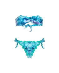 Bikini Donna celeste a fantasia stile fascia MF25-1501X31|ME FUI
