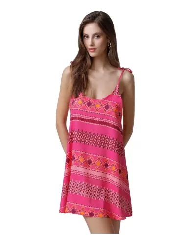 Vestito Donna rosa a fantasia MF25-1600X28|ME FUI Vestito Donna rosa a fantasia MF25-1600X28|ME FUI