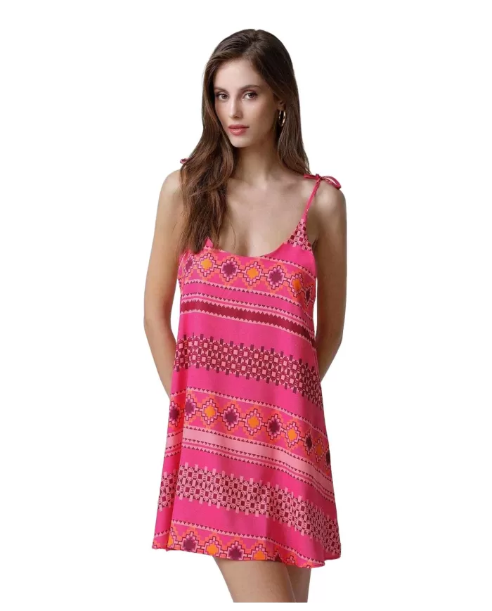 Vestito Donna rosa a fantasia MF25-1600X28|ME FUI Vestito Donna rosa a fantasia MF25-1600X28|ME FUI