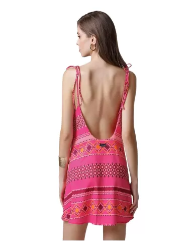 Vestito Donna rosa a fantasia MF25-1600X28|ME FUI Vestito Donna rosa a fantasia MF25-1600X28|ME FUI