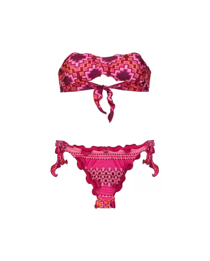 Bikini Donna rosa a fantasia stile fascia MF25_1501X20|ME FUI Bikini Donna rosa a fantasia stile fascia MF25_1501X20|ME FUI