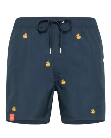Boxer mare Uomo blu con ricami papere H34129 EMBROIDERY|SUN68 BEACH Boxer mare Uomo blu con ricami papere H34129 EMBROIDERY|SUN68 BEACH