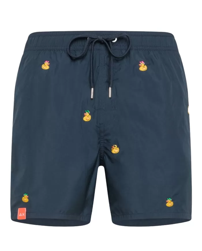 Boxer mare Uomo blu con ricami papere H34129 EMBROIDERY|SUN68 BEACH Boxer mare Uomo blu con ricami papere H34129 EMBROIDERY|SUN68 BEACH