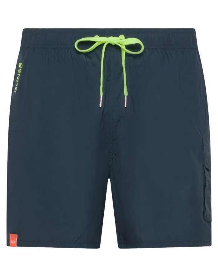 Boxer mare Uomo blu con tascone laterale H35105|SUN68 BEACH Boxer mare Uomo blu con tascone laterale H35105|SUN68 BEACH