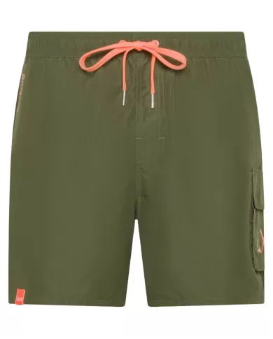 Boxer mare Uomo verde militare con tascone laterale H35105|SUN68 BEACH Boxer mare Uomo verde militare con tascone laterale H35105|SUN68 BEACH