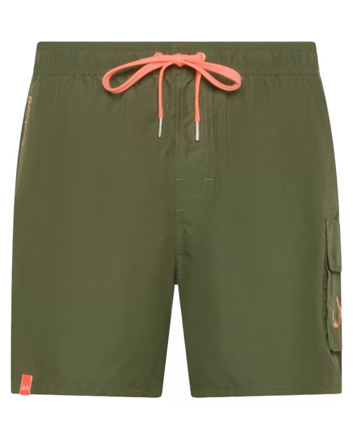 Boxer mare Uomo verde militare con tascone laterale H35105|SUN68 BEACH Boxer mare Uomo verde militare con tascone laterale H35105|SUN68 BEACH