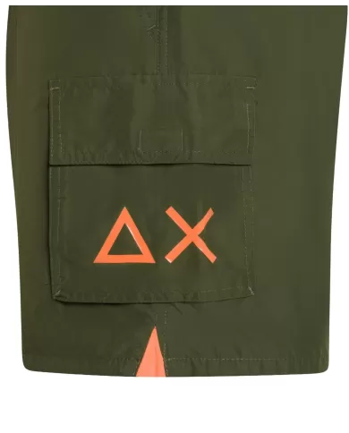 Boxer mare Uomo verde militare con tascone laterale H35105|SUN68 BEACH Boxer mare Uomo verde militare con tascone laterale H35105|SUN68 BEACH