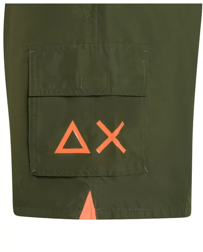 Boxer mare Uomo verde militare con tascone laterale H35105|SUN68 BEACH Boxer mare Uomo verde militare con tascone laterale H35105|SUN68 BEACH
