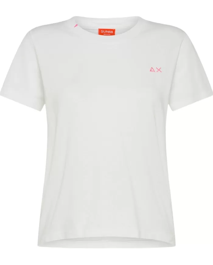 T-shirt Donna bianca in cotone logo ricamato T35260|SUN68 BEACH T-shirt Donna bianca in cotone logo ricamato T35260|SUN68 BEACH