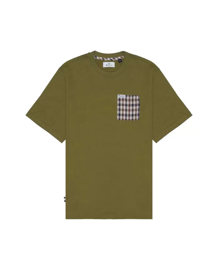T-shirt Uomo verde militare in cotone con taschino AA_B005_TS007|AQUASCUTUM T-shirt Uomo verde militare in cotone con taschino AA_B005_TS007|AQUASCUTUM