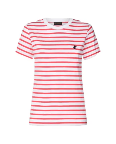 SAVE THE DUCK T-shirt Donna DT1744W BESY20 KOVA PE 2025 in cotone con motivo rigato 70001 FLAME RED SAVE THE DUCK T-shirt Donna DT1744W BESY20 KOVA PE 2025 in cotone con motivo rigato 70001 FLAME RED