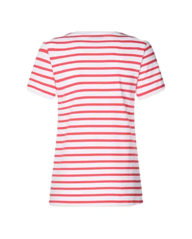 SAVE THE DUCK T-shirt Donna DT1744W BESY20 KOVA PE 2025 in cotone con motivo rigato 70001 FLAME RED SAVE THE DUCK T-shirt Donna DT1744W BESY20 KOVA PE 2025 in cotone con motivo rigato 70001 FLAME RED