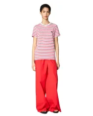 SAVE THE DUCK T-shirt Donna DT1744W BESY20 KOVA PE 2025 in cotone con motivo rigato 70001 FLAME RED