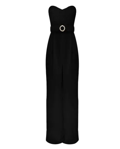Tuta Donna nera con cintura P25PTU6081ABUN0000 KAROLA|KOCCA Tuta Donna nera con cintura P25PTU6081ABUN0000 KAROLA|KOCCA