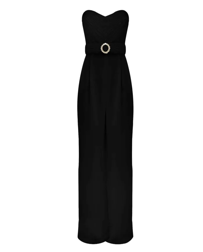 Tuta Donna nera con cintura P25PTU6081ABUN0000 KAROLA|KOCCA Tuta Donna nera con cintura P25PTU6081ABUN0000 KAROLA|KOCCA