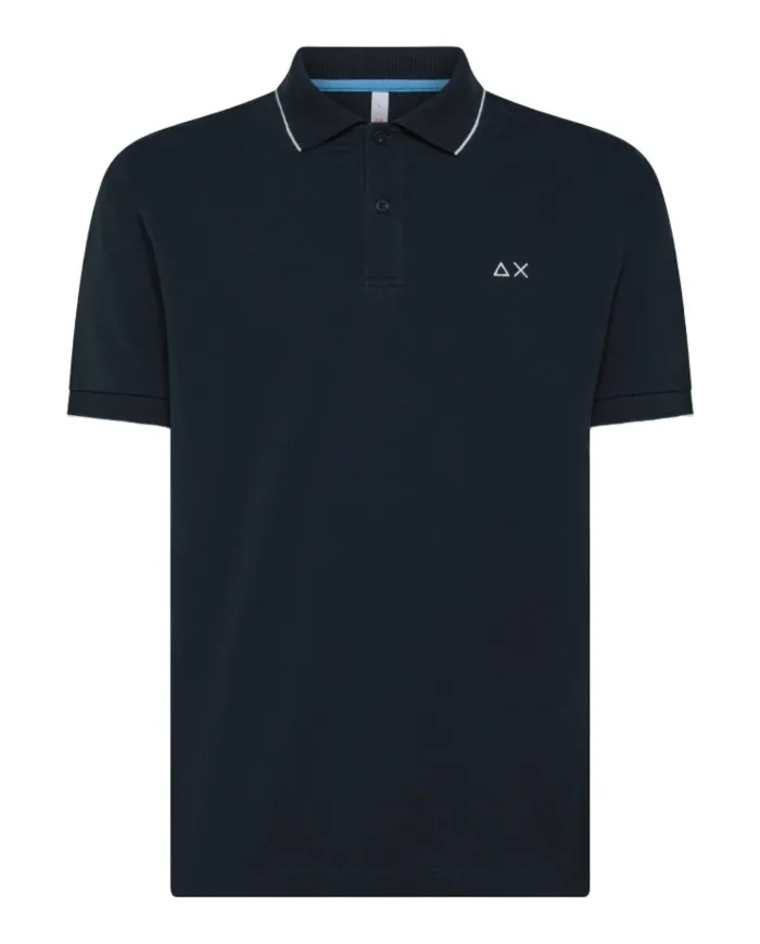 Polo Uomo blu con bordi in contrasto A35110|SUN68 Polo Uomo blu con bordi in contrasto A35110|SUN68