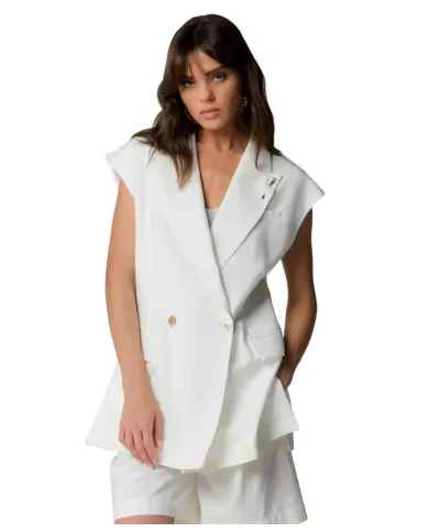 Gilet Donna bianco stile blazer P25PGL5643ABUN3382 DELMA|KOCCA Gilet Donna bianco stile blazer P25PGL5643ABUN3382 DELMA|KOCCA