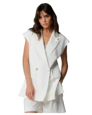 Gilet Donna bianco stile blazer P25PGL5643ABUN3382 DELMA|KOCCA