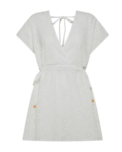 Kaftano mare Donna bianco in cotone sangallo S35263|SUN68 BEACH Kaftano mare Donna bianco in cotone sangallo S35263|SUN68 BEACH