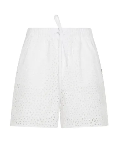 Shorts mare Donna bianco in cotone sangallo S35266|SUN68 BEACH Shorts mare Donna bianco in cotone sangallo S35266|SUN68 BEACH