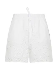 Shorts mare Donna bianco in cotone sangallo S35266|SUN68 BEACH