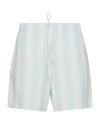 Shorts Donna bianco/azzurro rigato in lino S35280|SUN68 BEACH Shorts Donna bianco/azzurro rigato in lino S35280|SUN68 BEACH