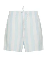 Shorts Donna bianco/azzurro rigato in lino S35280|SUN68 BEACH