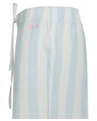 Shorts Donna bianco/azzurro rigato in lino S35280|SUN68 BEACH