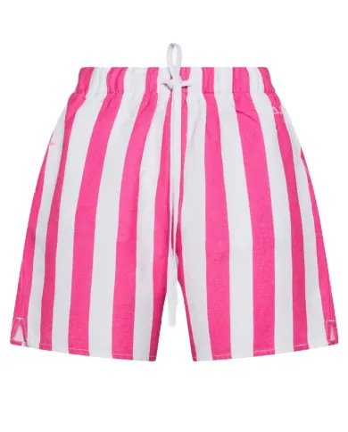 Shorts Donna bianco /fuxia rigato in lino S35280|SUN68 BEACH Shorts Donna bianco /fuxia rigato in lino S35280|SUN68 BEACH