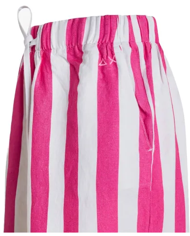 Shorts Donna bianco /fuxia rigato in lino S35280|SUN68 BEACH Shorts Donna bianco /fuxia rigato in lino S35280|SUN68 BEACH
