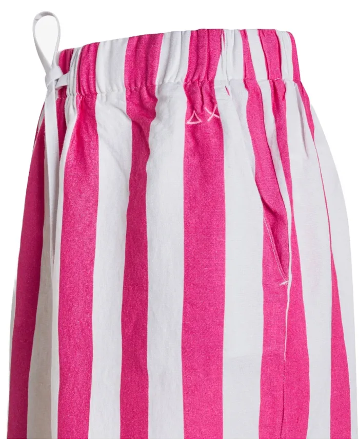 Shorts Donna bianco /fuxia rigato in lino S35280|SUN68 BEACH Shorts Donna bianco /fuxia rigato in lino S35280|SUN68 BEACH