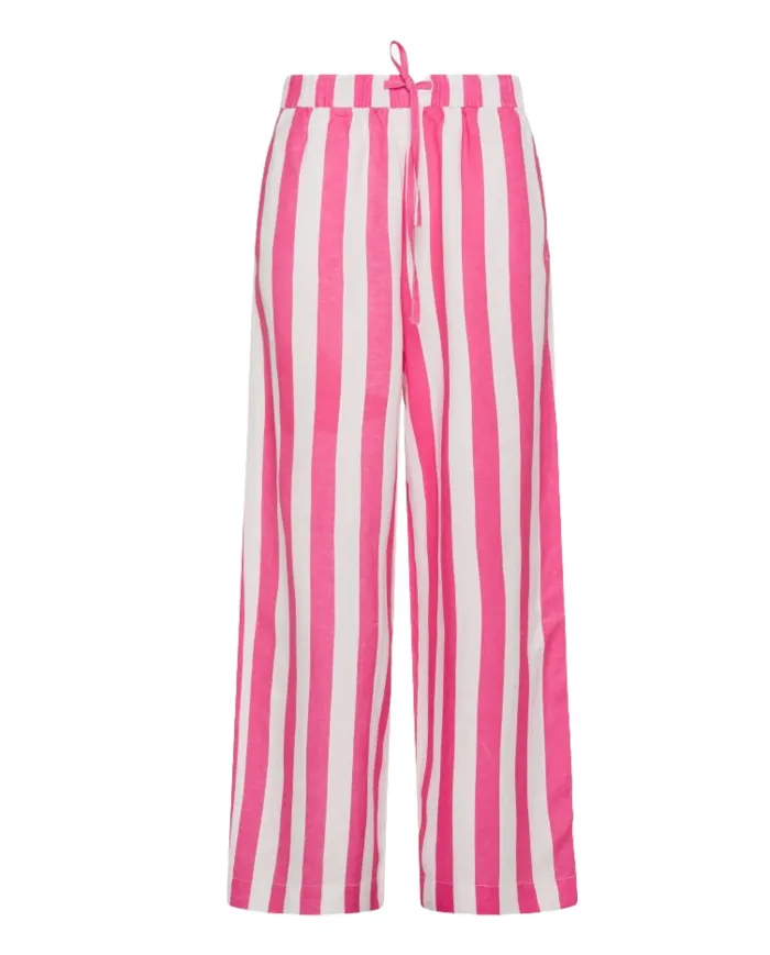 Pantalone mare Donna bianco /fuxia rigato in lino S35281|SUN68 BEACH Pantalone mare Donna bianco /fuxia rigato in lino S35281|SUN68 BEACH