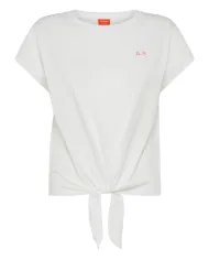 T-shirt Donna bianca on cotone con nodo avanti T35260|SUN68 BEACH T-shirt Donna bianca on cotone con nodo avanti T35260|SUN68 BEACH