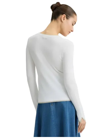 Maglia Donna bianca a manica lunga WXX055MS49I|LIU JO Maglia Donna bianca a manica lunga WXX055MS49I|LIU JO