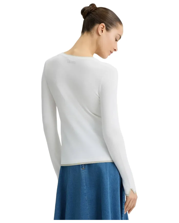 Maglia Donna bianca a manica lunga WXX055MS49I|LIU JO Maglia Donna bianca a manica lunga WXX055MS49I|LIU JO