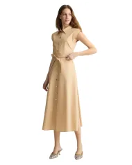 LIU JO Abito Donna WA5357T4853 in cotone lungo modello chemisier 60920 noisette