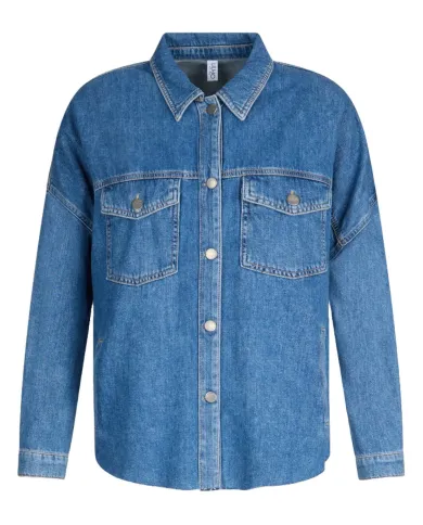 LIU JO Giubbino Donna UA5165DS069 camicia in jeans overshirt con logo strass 78837 d.blue dk stellar LIU JO Giubbino Donna UA5165DS069 camicia in jeans overshirt con logo strass 78837 d.blue dk stellar