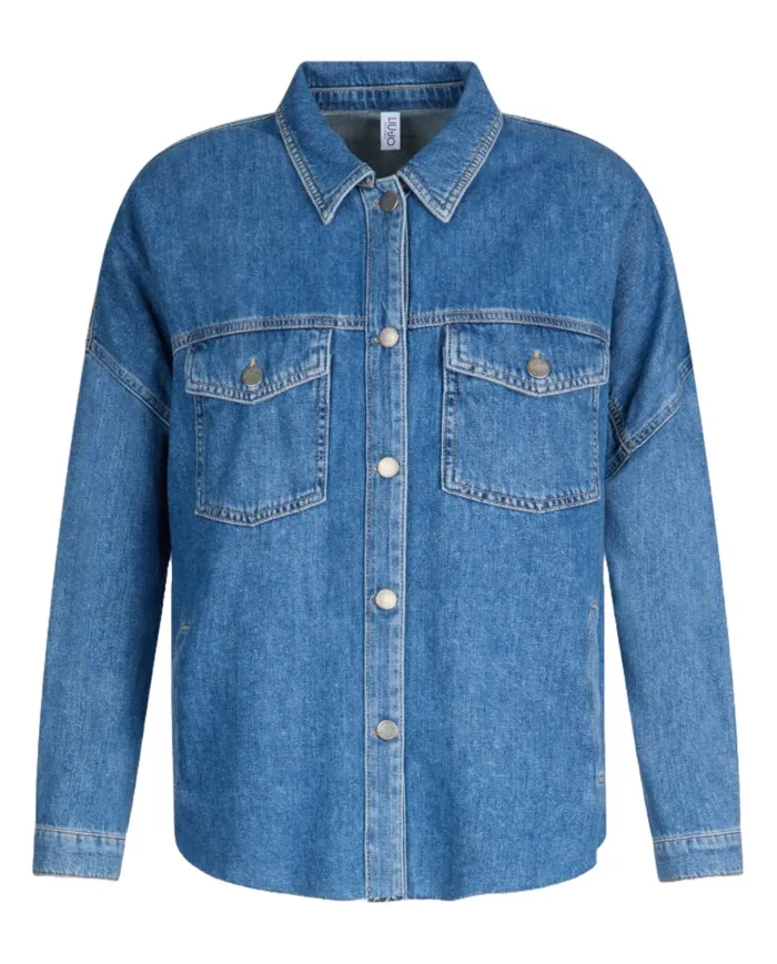 LIU JO Giubbino Donna UA5165DS069 camicia in jeans overshirt con logo strass 78837 d.blue dk stellar LIU JO Giubbino Donna UA5165DS069 camicia in jeans overshirt con logo strass 78837 d.blue dk stellar