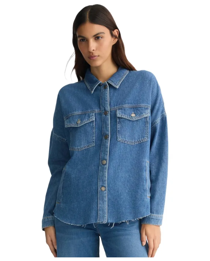 LIU JO Giubbino Donna UA5165DS069 camicia in jeans overshirt con logo strass 78837 d.blue dk stellar LIU JO Giubbino Donna UA5165DS069 camicia in jeans overshirt con logo strass 78837 d.blue dk stellar