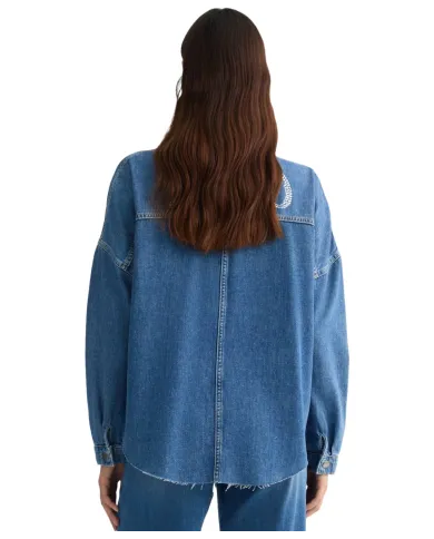 LIU JO Giubbino Donna UA5165DS069 camicia in jeans overshirt con logo strass 78837 d.blue dk stellar LIU JO Giubbino Donna UA5165DS069 camicia in jeans overshirt con logo strass 78837 d.blue dk stellar