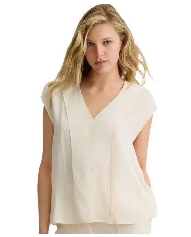 Top Donna color naturale scollo a V WA5098T2578|LIU JO Top Donna color naturale scollo a V WA5098T2578|LIU JO